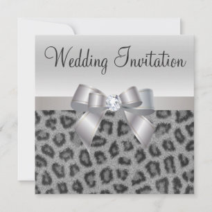 Leopard Print, Bow & Diamond Wedding Invites Kaart