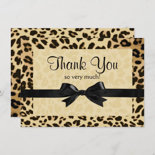 Leopard Print Bow Hartelijk dank Bedankkaart (Voorkant / Achterkant)