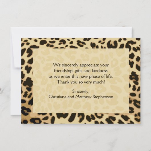 Leopard Print Bow Hartelijk dank Bedankkaart (Achterkant)