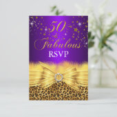 Leopard Print & Bow Paarse 50 & Uitstekende RSVP (Staand voorkant)