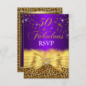 Leopard Print & Bow Paarse 50 & Uitstekende RSVP (Voorkant / Achterkant)