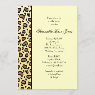 Leopard Print Bridal Shower Invitation left Stripe Kaart