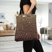 Leopard print bruin zwart gouden brons metallic draagtas
