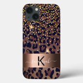 Leopard print bruin zwart monogram Case-Mate iPhone case (Achterkant)