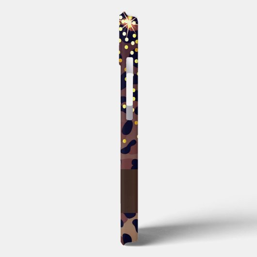 Leopard print bruin zwart monogram Case-Mate iPhone case (Achterkant / Links)