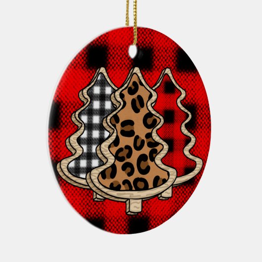 Leopard Print, Buffalo Pset, kerstbomen Keramisch Ornament (Rechts)
