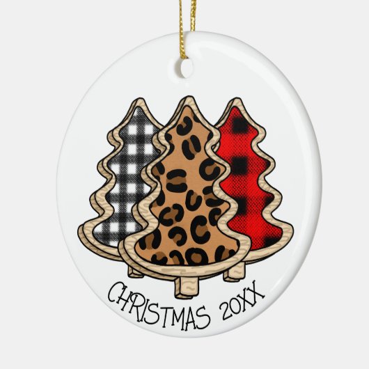Leopard Print, Buffalo Pset, kerstbomen Keramisch Ornament (Links)