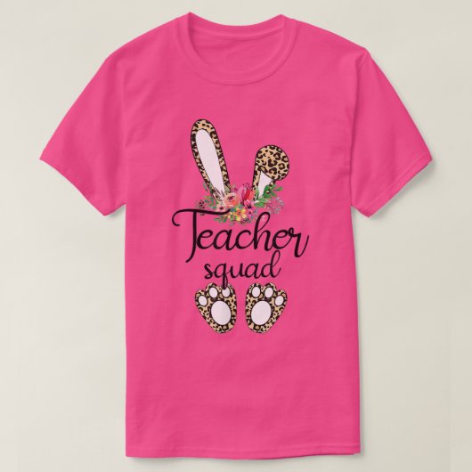 Leopard Print Bunny Teacher Squad Easter Day 2022 T-shirt (Design voorkant)