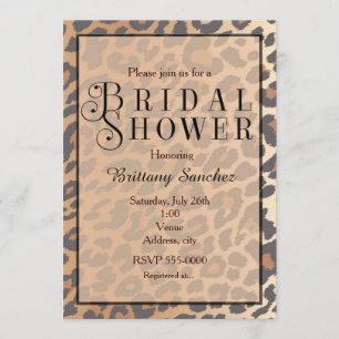 Leopard Print Cheetah Bridal Shower Uitnodiging