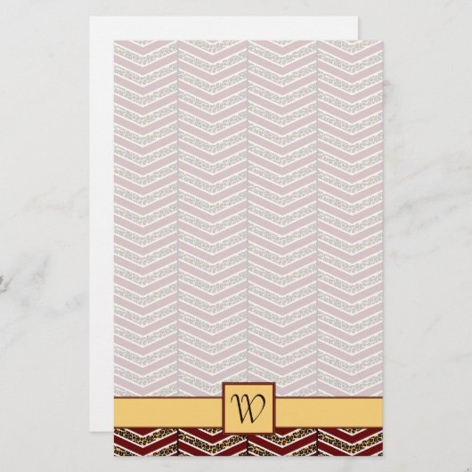 Leopard Print Chevron Stationery Briefpapier (Voorkant / Achterkant)
