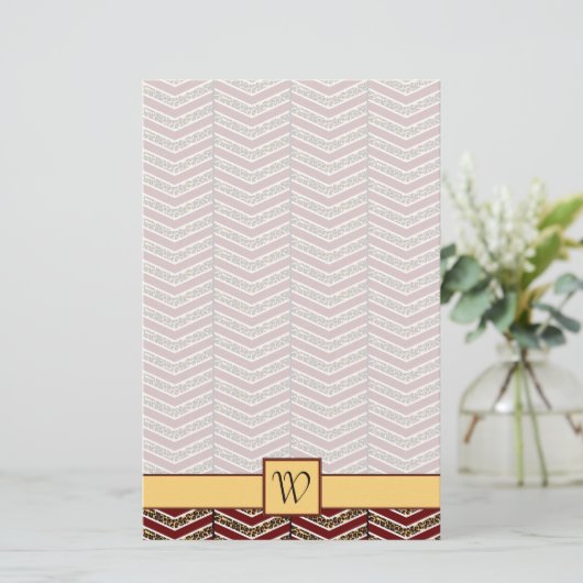 Leopard Print Chevron Stationery Briefpapier (Staand voorkant)