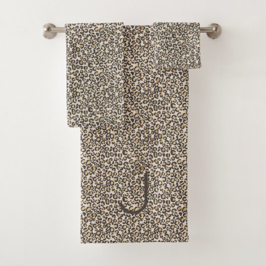 Leopard Print Chique Dierenbaddecor Initiaal Bad Handdoek (Insitu)