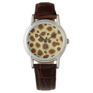 Leopard Print - Chocolate Brown en Camel Tan Horloge