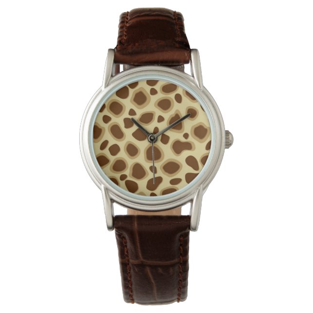Leopard Print - Chocolate Brown en Camel Tan Horloge (Voorkant)