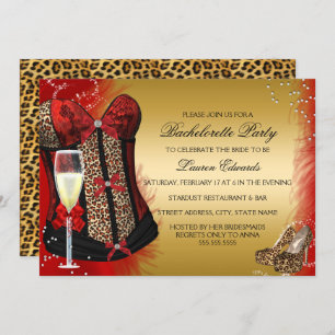 Leopard Print Corset Bachelorette Party nodigt uit Kaart