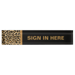 Leopard Print Custom Desk Name Bord Naambordje