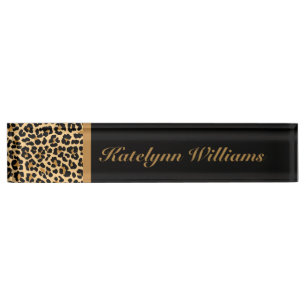 Leopard Print Custom Monogram Desk Name Bord Naambordje