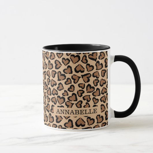 Leopard Print Custom Name Stempel Mok (Rechts)