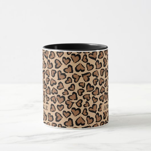 Leopard Print Custom Name Stempel Mok (Midden)