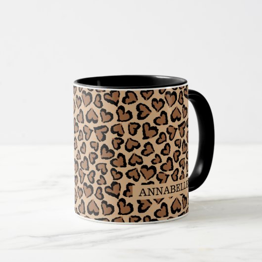 Leopard Print Custom Name Stempel Mok (Voorkant rechts)