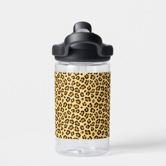 Leopard Print Custom Name Waterfles (Achterkant)