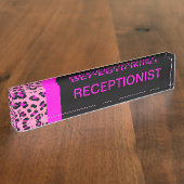 Leopard Print Custom Pink Desk Name Bord Naambordje (Zijkant)