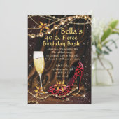 Leopard Print Dames Verjaardag Uitnodigingen (Staand voorkant)