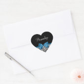 Leopard Print Dierenmotief  Blauw Boog Hart Sticker (Envelop)