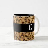 Leopard Print E monogram initiaal Coffee Mok Cup (Voorkant rechts)