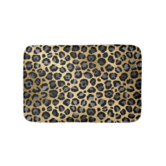 Leopard Print Elegant Grey, Black & Gold Badmat (Voorkant)