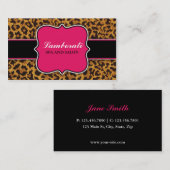 Leopard Print Elegant modern Classy Hot Pink Visitekaartje (Voorkant / Achterkant)