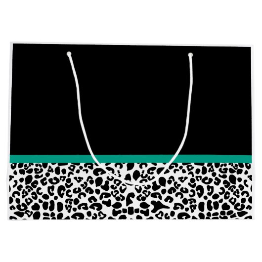 Leopard Print Emerald Green Ribbon Bow Naam Groot Cadeauzakje (Achterkant)