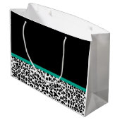 Leopard Print Emerald Green Ribbon Bow Naam Groot Cadeauzakje (Achterkant Gekanteld)