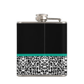 Leopard Print Emerald Green Ribbon Bow Naam Heupfles (Achterkant)