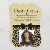 Leopard Print en Bow Afstuderen/partijuitnodiging Kaart (Voorkant / Achterkant)