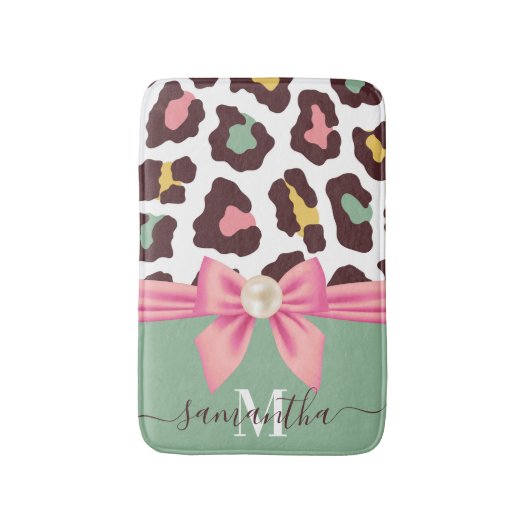Leopard Print en Bow Badmat (Voorkant Verticaal)