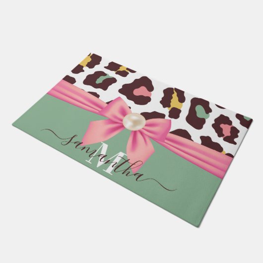 Leopard Print en Bow Deurmat (Schuin)