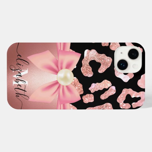 Leopard Print en Bow iPhone Hoesje (Achterkant horizontaal)