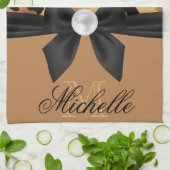 Leopard Print en Bow Theedoek (Gevouwen)