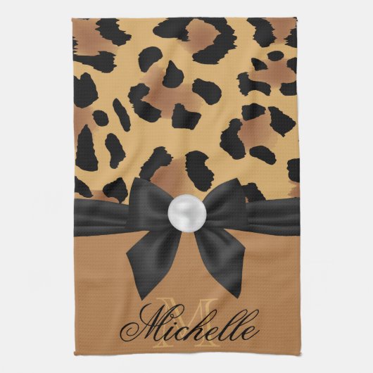 Leopard Print en Bow Theedoek (Verticaal)