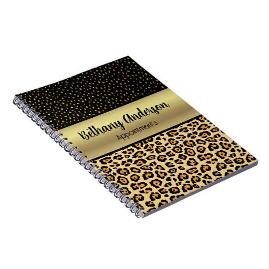 Leopard Print, Faux Gold gepersonaliseerd Notitieb Notitieboek (Rechterzijde)