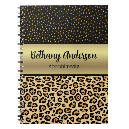 Leopard Print, Faux Gold gepersonaliseerd Notitieb Notitieboek (Voorkant)