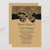 Leopard Print FAUX Ruby Diamonds ribbon Wedding Kaart (Voorkant / Achterkant)
