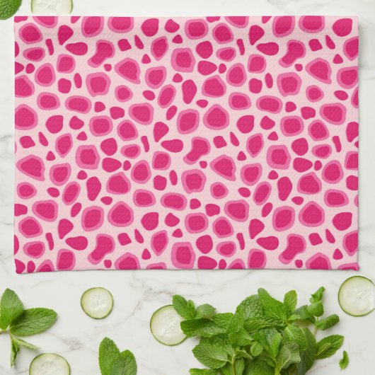 Leopard Print - Fuchsia and light roze Theedoek (Gevouwen)