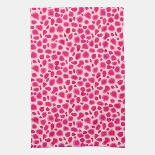 Leopard Print - Fuchsia and light roze Theedoek (Verticaal)