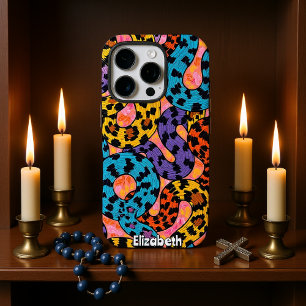 Leopard Print Funk: kleurrijke golven iPhone 16 Pro Hoesje