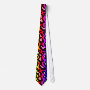 Leopard Print Funky Colorful Rainbow-Stropdas Stropdas