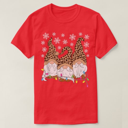 Leopard Print Gnomen Xmas Funny Kerstmis Gnome T-shirt (Design voorkant)