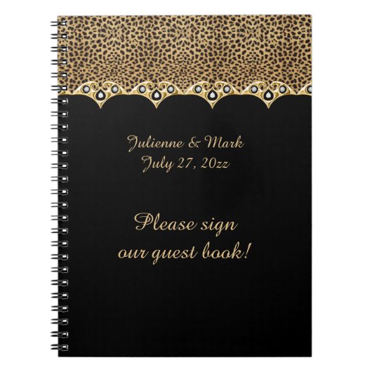 Leopard Print Gold Diamonds Guest Book Notitieboek (Voorkant)