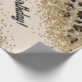 Leopard Print Gold Glitter Cadeaupapier (Hoek)